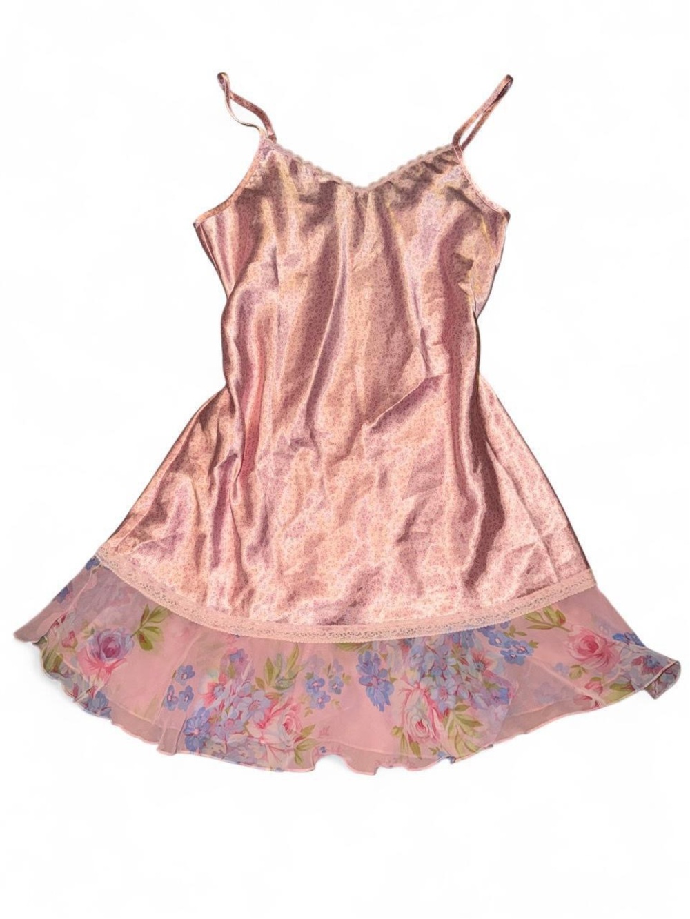Pink Floral Trim Slip Dress